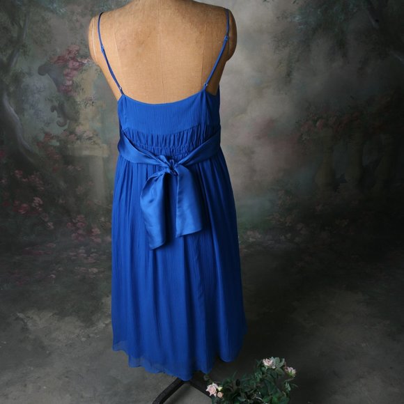 Moulinette Soeurs Anthro Blue Silk Tie Dress Sz10 - Picture 14 of 16